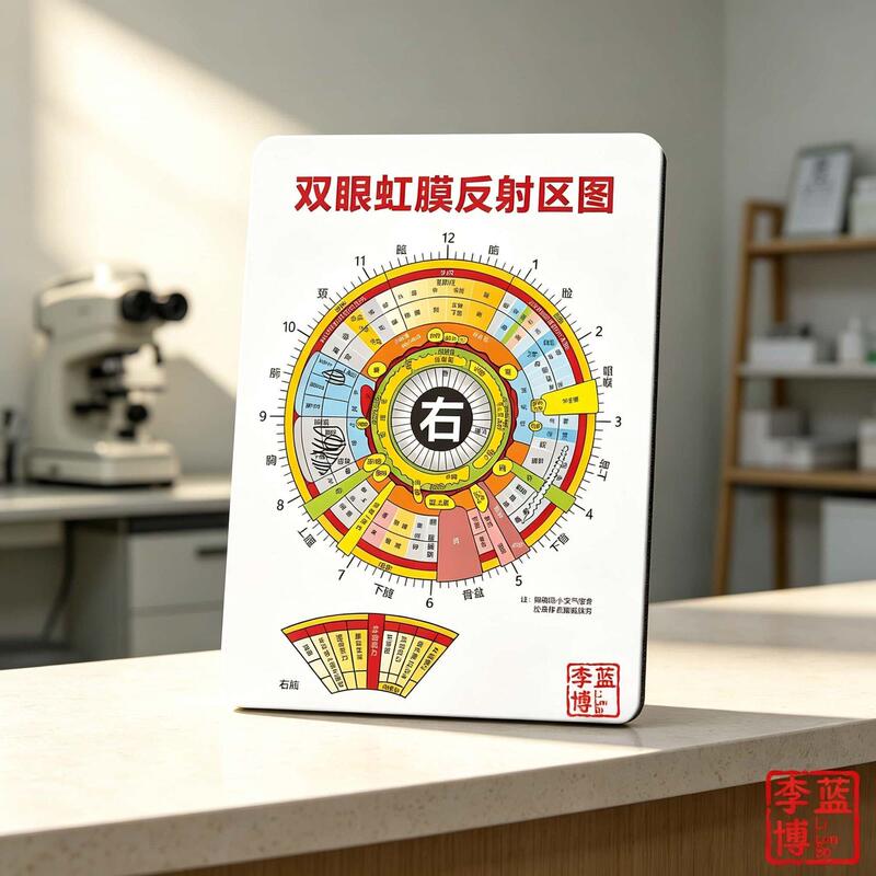 Photo Frame with Iris Reflection Chart, Showing the Correspondence between the Iris and the Organs of the Body, Vision Care Desktop Ornament