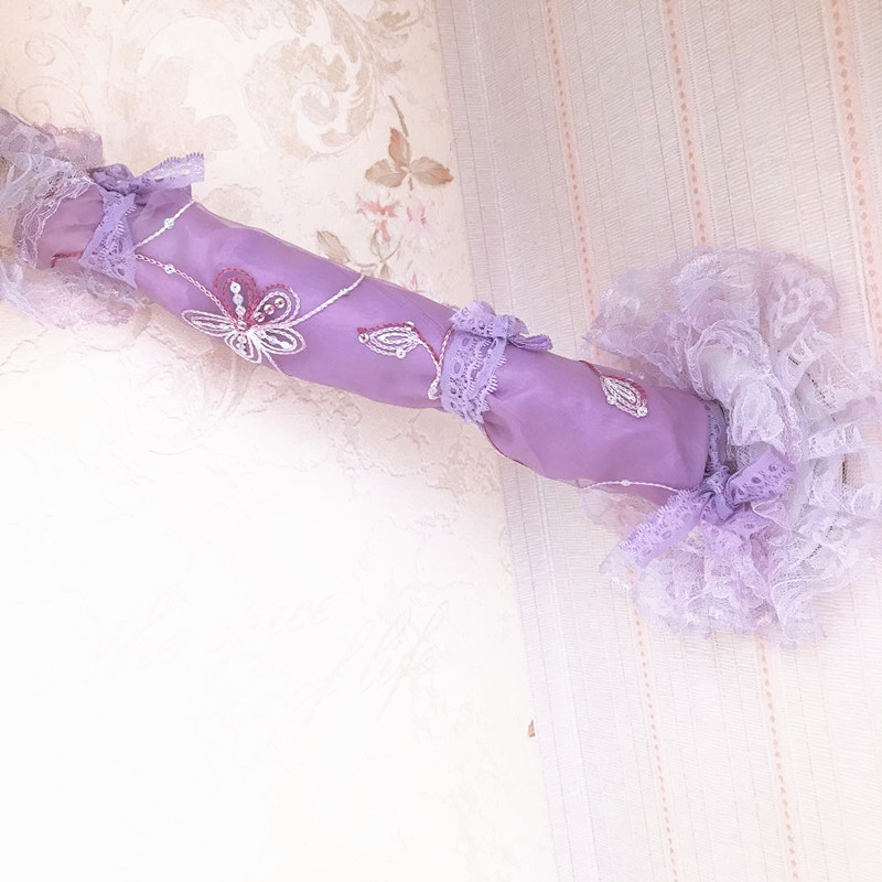 Bedroom Wall-mounted Cold Air Hood Air Conditioning Duct Tube Dust Cover Decorations Lace Cloth Art Pink Purple Tian Garden