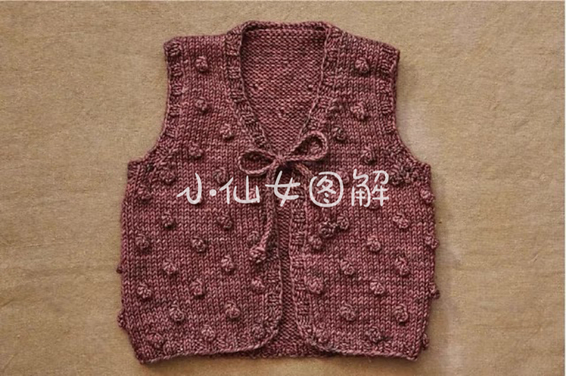 B286 Popcorn Vest Knitting Tutorial with Text and Diagram for 0-2 Year Old Children