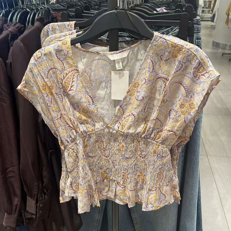Women's Printed V-Neck Top 1323323 Note: Returns and Exchanges Are Not Supported