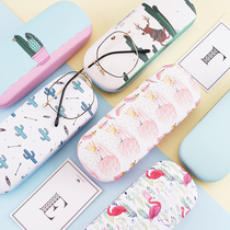Folding glasses case Portable cute sunglasses case ins Girl creative anti-pressure eye storage box Retro literature and art