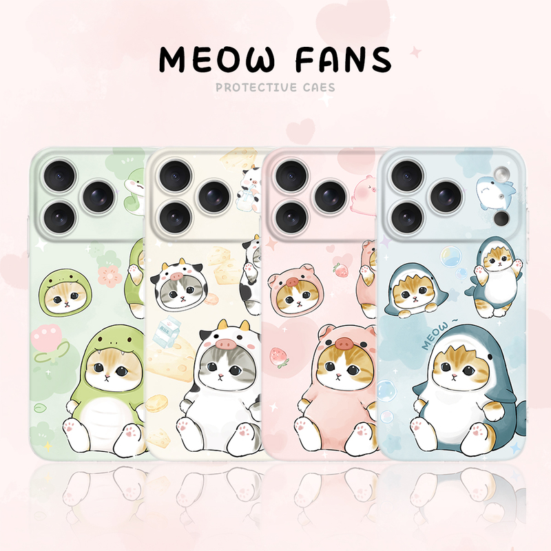 Cat-Themed Apple 16 Phone Case Suitable for iPhone 17 Pro Max, Mofusand Shark Cat New Full-Cover Case for 15/14/13/12/11, Huawei Mate 60 Pro/Pura 70, Xiaomi