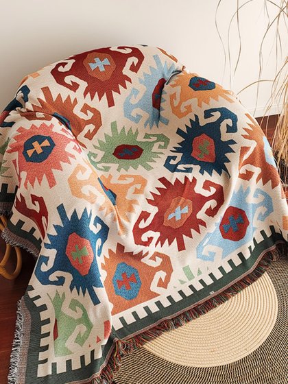 波西米亚风格美式单人沙发巾盖毯乡村复古沙发套罩椅子盖布一片式