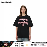 Nicebad (ранее работая) (WKST) Fuzzy Phantom Slogan Print с коротким рукавом мужчина и женщины летние футболки