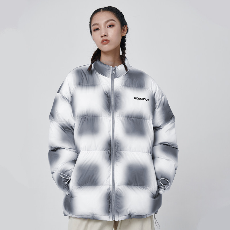 WORKSOUT(WKST) Phantom Full Print Checkerboard Down Cotton Padded Jacket