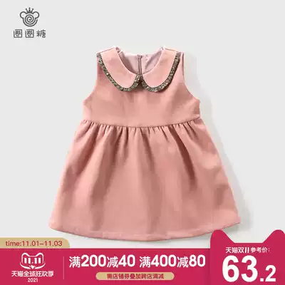Circle candy girl dress autumn and winter dress children's skirt foreign Pie Baby baby woolen dress little girl vest dress