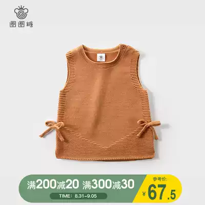 Circle sugar children's girls ' clothing wool vest Baby baby knitted waistcoat outer wear children's spring and autumn new outer wear vest