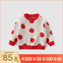 Girls sweater jacket head baby baby retro double layer knit cardiovert children New Year clothing line clothes foreign air children clothes
