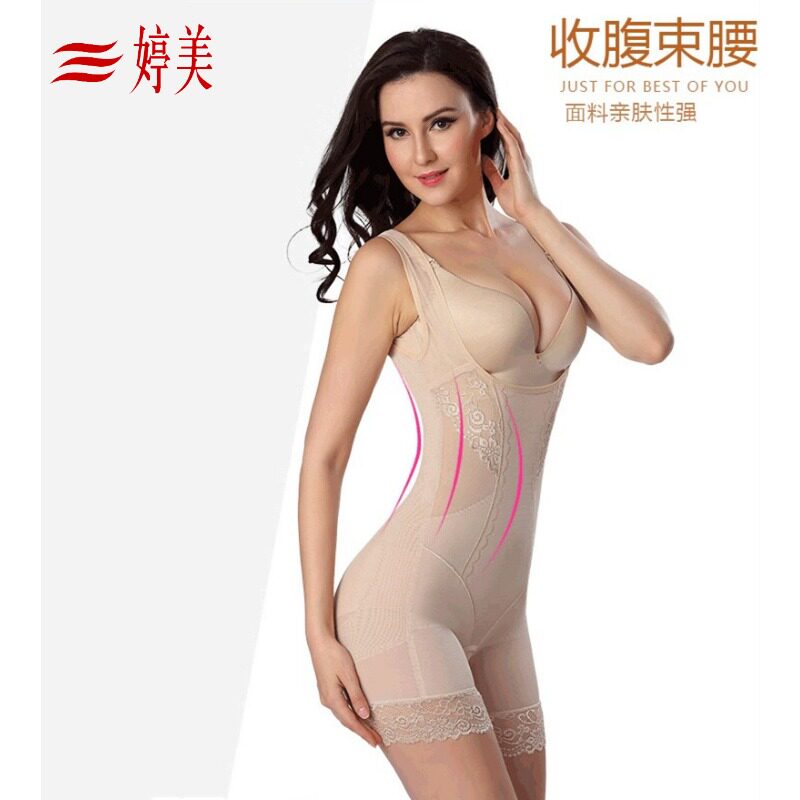 Counter Tingmei shapewear women's thin section belly control breathable corset slim open crotch boxer lace one-piece corset underwear