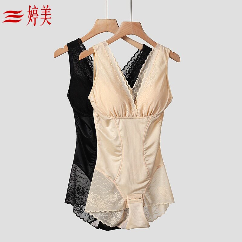 Counter Tingmei with bra one-piece corset tummy control waist fat burning body underwear thin section slimming jumpsuit