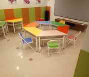 Bàn đào tạo học sinh và cơ sở đào tạo trường học đồ nội thất hình thang kết hợp bàn màu và ghế sửa chữa bàn học nghệ thuật - Nội thất giảng dạy tại trường