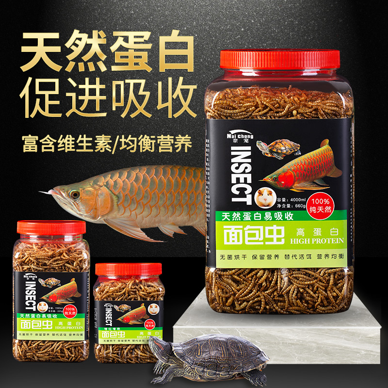 Bird Food Worm Dry Non-living Lizard Hamster Turtle Food Dragon Fish Feed Bread Worm yellow Pink Dried Fish Feed-Taobao