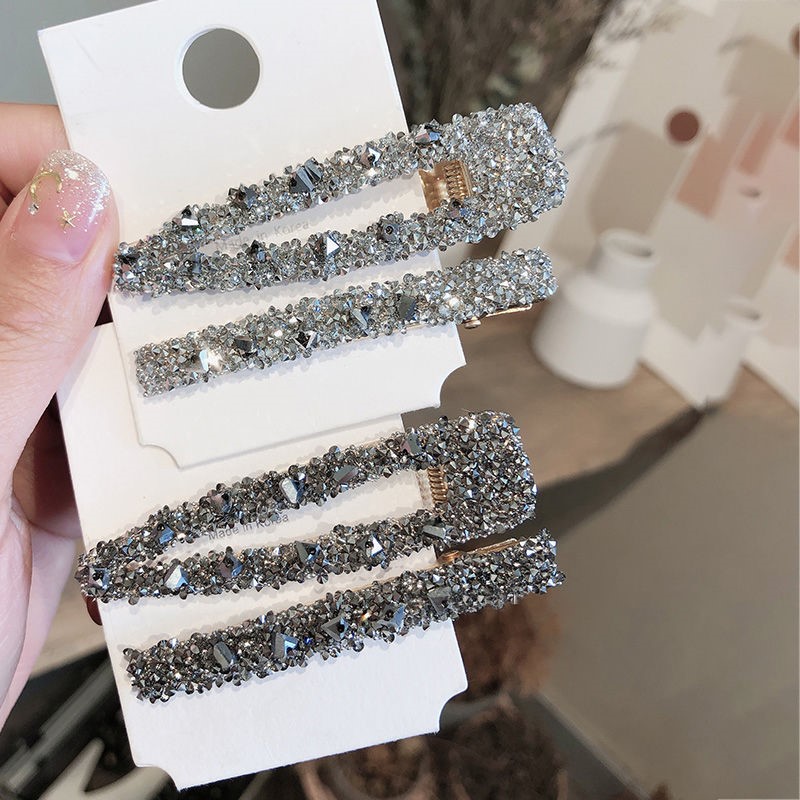 Retro 2 Hair Clip Hairpin Clip minimalist Wind Duckbill Clips GIRL'S SEA WATER DRILL SIDE CLIP MESH RED CLIP HEAD ACCESSORIES