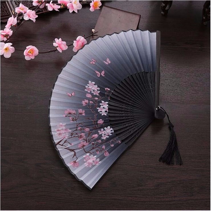 Fan Folding Fan China Wind Gufeng Dance Folding Classical Ancient Dress Women's Day Style Little Summer And Wind Dancing Cherry Blossom Fan