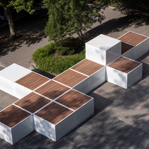 Outdoor stainless steel flower box seat and stool combination park square sales department rest stool outdoor iron plastic wood seat