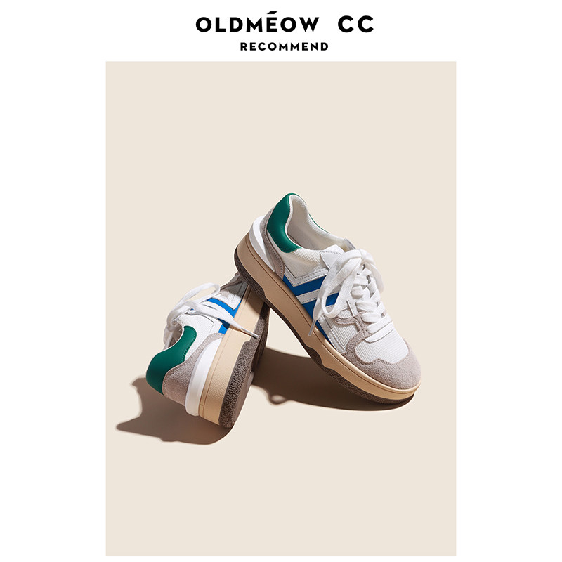 Old Meow's shop leather 2022 new white sports shoes women's summer casual thick bottom ins tide moral training shoes