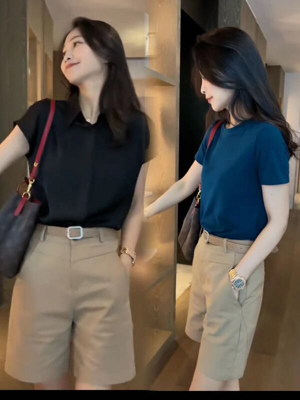 Women's Mid-Length Shorts 2026 Summer New High-Waisted Loose Straight Casual Thin Slimming Suit Pants Women's Mid-Length Shorts 2026 Summer New High-Waisted Loose Straight Casual Thin Slimming Suit Pants