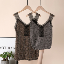 Camelate vest women wear summer sleeveless eyelashes lace inside v collar sexy Net red base shirt temperament top