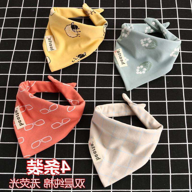 Total Cotton Age Newborn Baby Pure Cotton Saliva towel Han version Baby double press buckle Triangle Towel children ultra soft surrounding pocket
