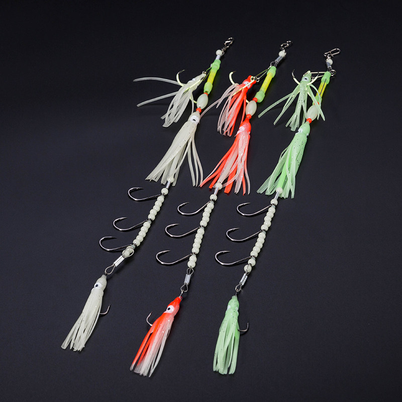 Zhoushan Steel Wire Sea Reef Large with fish fishing group Shook strings hooked luminous fish leather hook boat fishing bass fish teething and hanging knife