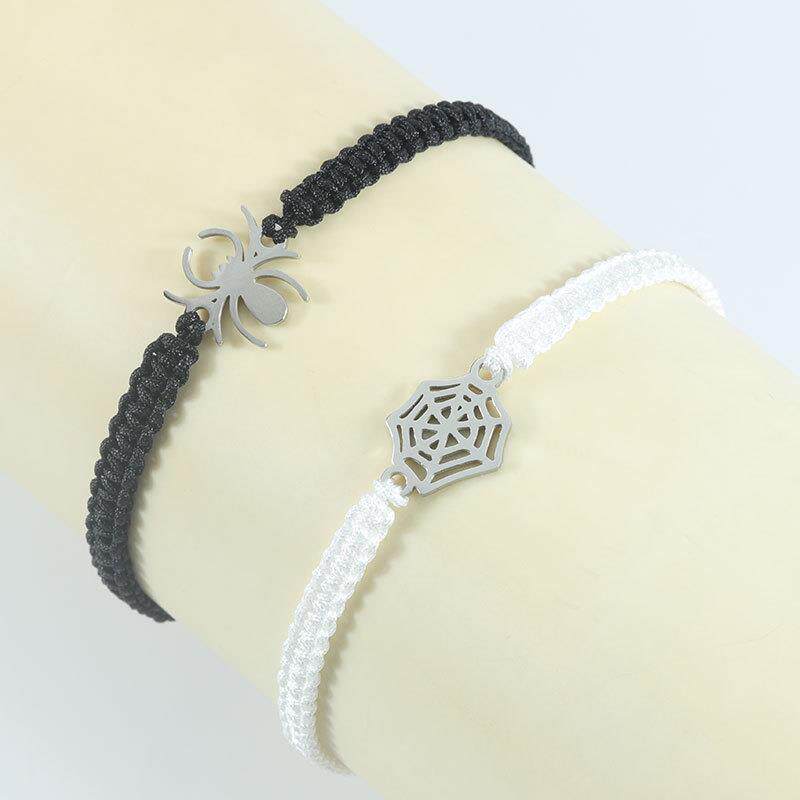 Halloween New Cross-Border Stainless Steel Spider Web Bracelet, Couple Friendship Bracelet