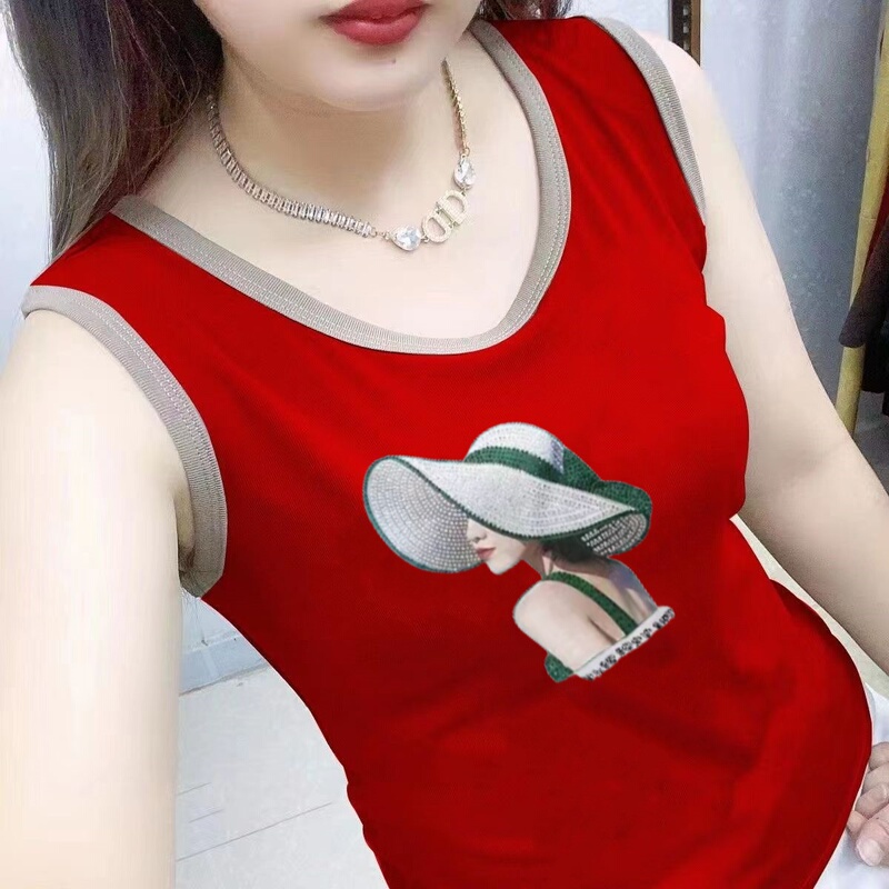 Pure Cotton Vest for Women, Loose Fit, Suitable for Outerwear, New Summer Style, All-Cotton, Red Camisole for Moms, Slim Fit, Sleeveless Top, Trendy Pure Cotton Vest for Women, Loose Fit, Suitable for Outerwear, New Summer Style, All-Cotton, Red Camisole for Moms, Slim Fit, Sleeveless Top, Trendy