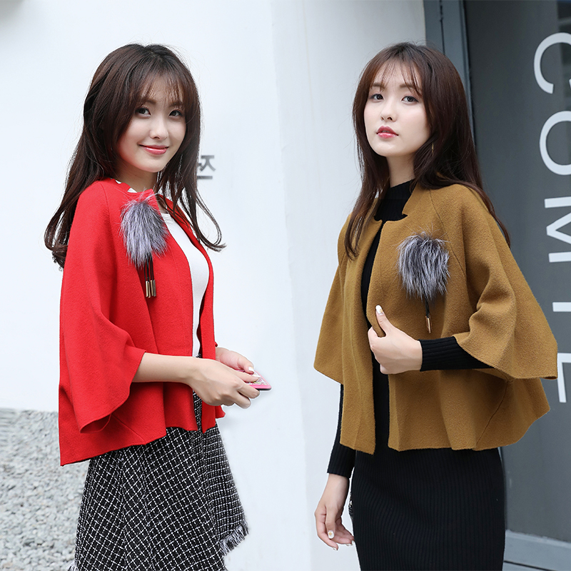 毛呢外套女2019秋冬新款学院风针织毛衣开衫韩版显瘦百搭毛呢外套