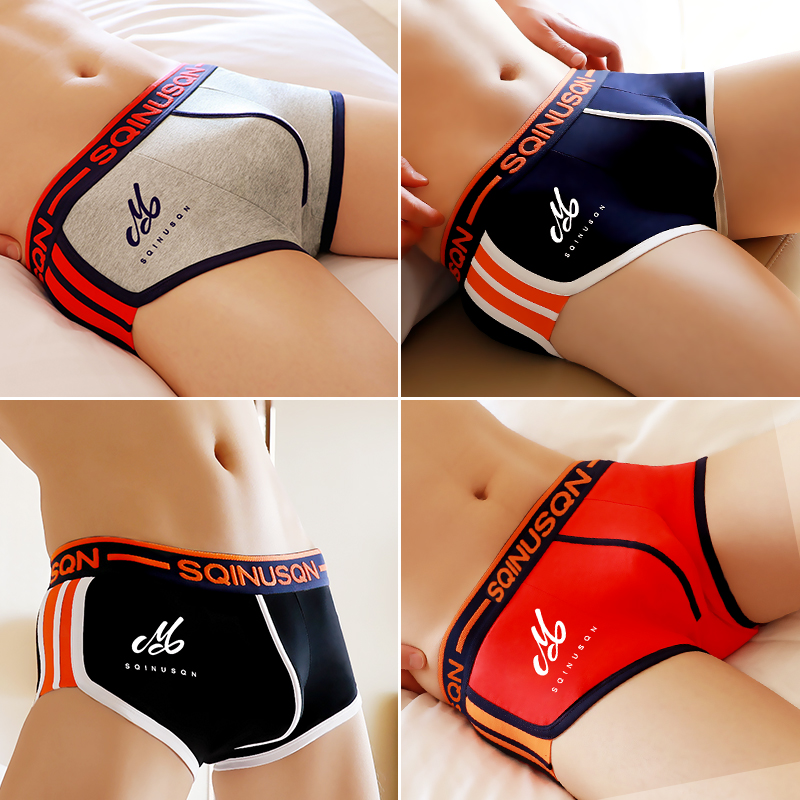 Men's underwear cotton men's boxer youth trendy Korean version personality breathable sports safety pants boys boxer shorts head