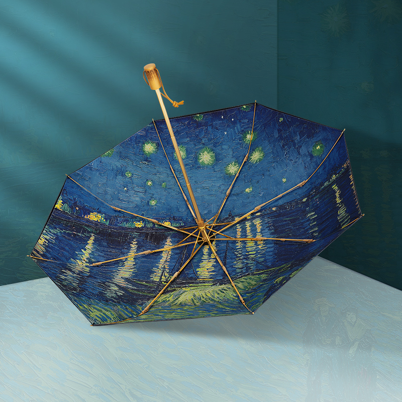 Vonlilienfeld Double-Sided Van Gogh Parasol Double-Layer Umbrella High-End Sun Protection Uv Protection Sun Umbrella