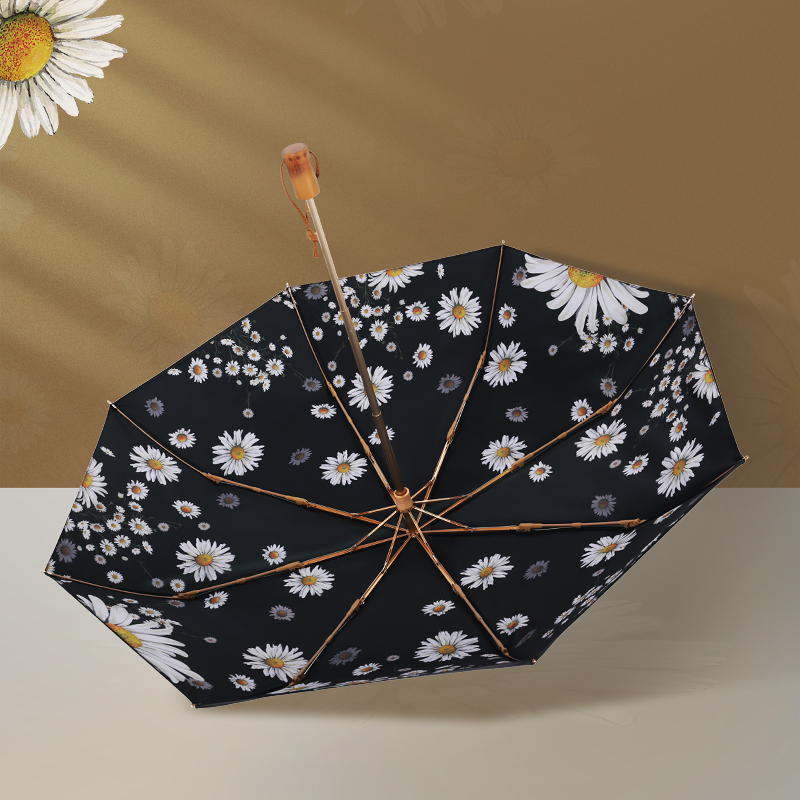 Ferlede shading beach umbrella fold clear and rain dual-use large double layer thickened reinforced sun protection against UV umbrellas