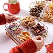 European glass snack plate household annual candy plate split dried fruit plate nut platter snack plate