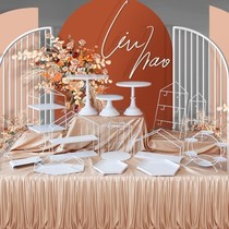 White wrought iron dessert table decoration display rack cake tray European afternoon tea snack rack cold meal tea break table