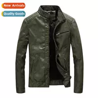 New Spring Men`s Leather Jackets Stand Collar Motorcycle Pu