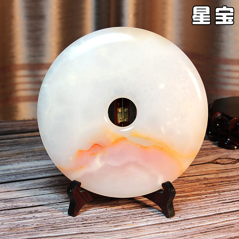 Natural Red Flowers Ice Jade Office Living Room Jade Clasp and Bi Family Residence Decoration Gift