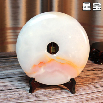 Natural Red Flowers Ice Jade Office Living Room Jade Clasp and Bi Family Residence Decoration Gift