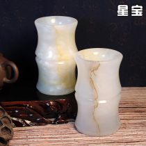 Natural jade pen holder bamboo joint cylinder decoration swinging piece living room book room office small vase decoration with gift and gift