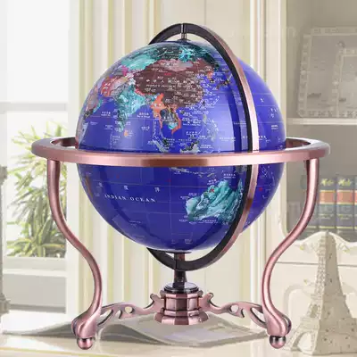 Golden ball European and American imitation gem globe students use universal rotating 32cm large junior high school students to study office bedroom study home decoration company opening housewarming gift creative ornaments