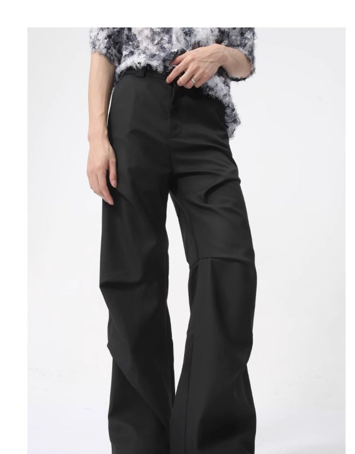 Зичен Зичен оригинал микро Ба брюки мужской сложить швабрый драпировка твердый личность дизайн смысл случайный брюки 