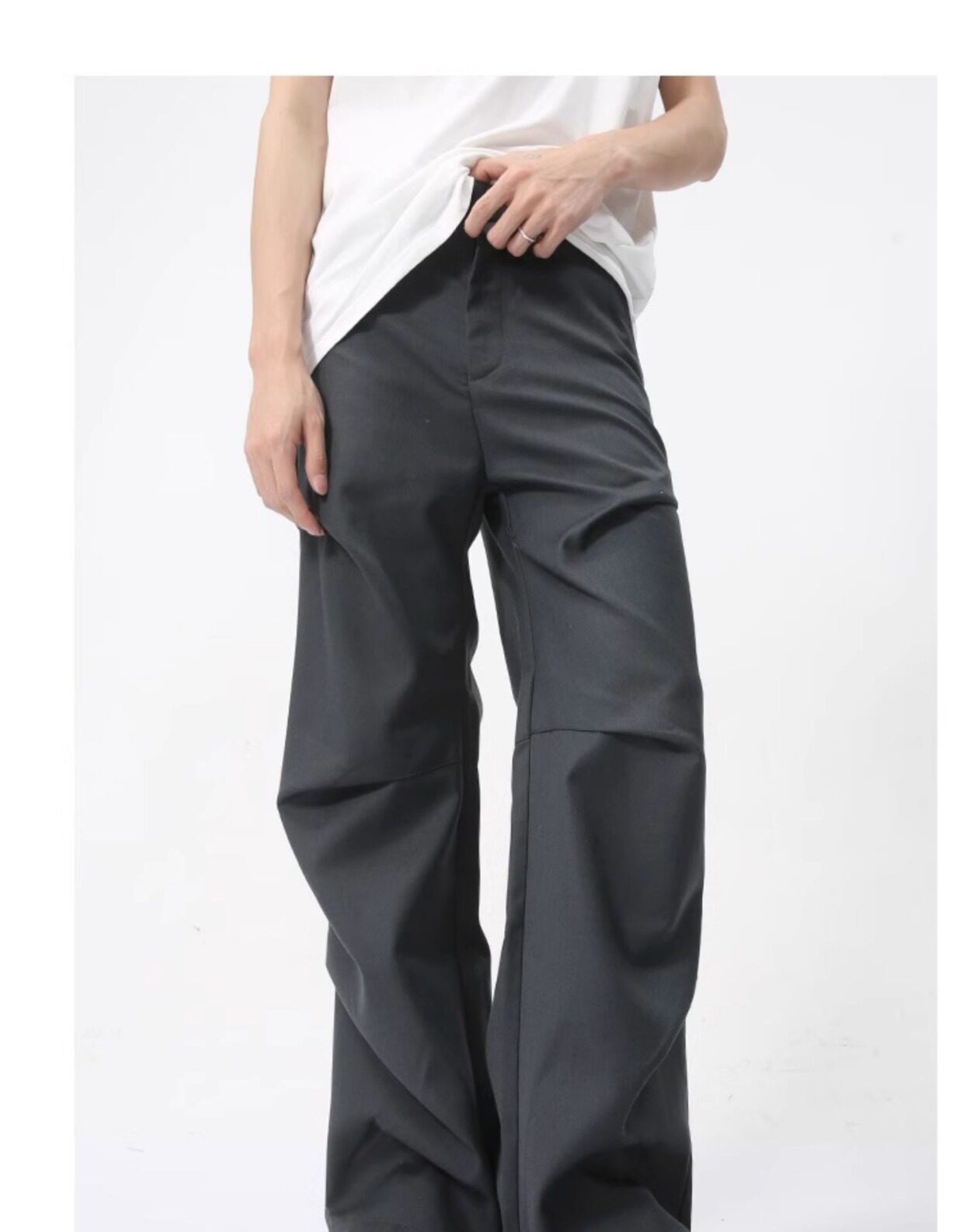 Зичен Зичен оригинал микро Ба брюки мужской сложить швабрый драпировка твердый личность дизайн смысл случайный брюки 