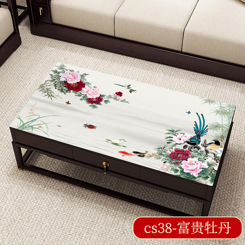 Net red TV cabinet coffee table tablecloth waterproof and oil-proof disposable household translucent Chinese style table mat tea table mat anti-scalding