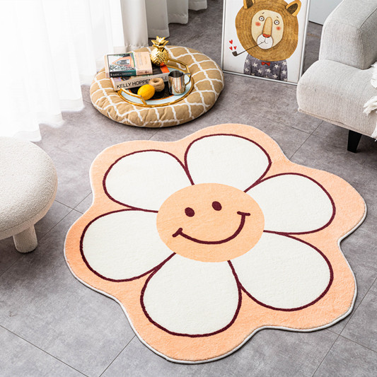 Original sunflower round rug into the door pad Children's room Living room ins Wind Bedroom Bedside Blanket Teen Cute