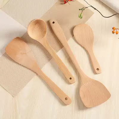 State Pai beech wood non-lacquered wood shovel non-stick pot special wooden spatula wooden shovel home high temperature resistant wood rice spoon soup spoon