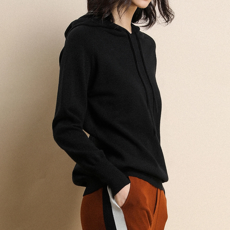 2026 Early Autumn Hooded Knitted Sweater Women's Sweatshirt Korean Style Trendy Loose Thin Coat Spring Versatile Base Shirt