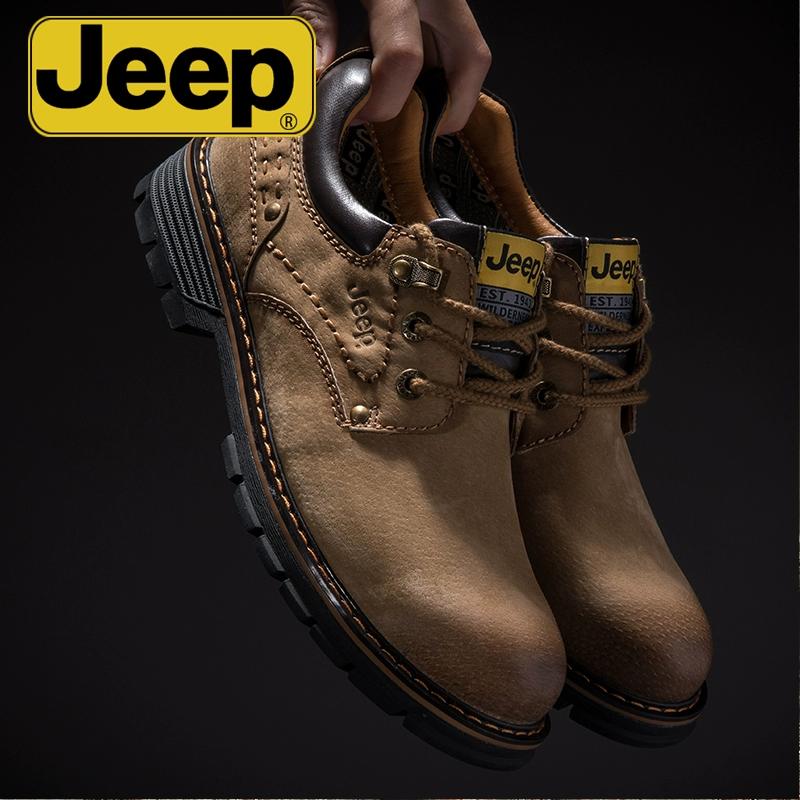 JEEP Giày nam Jeep bình thường Giày Martin Anh tất cả các trận đấu giày da đầu to giày cao cổ dụng cụ không tồi giày nam - Giày thấp
