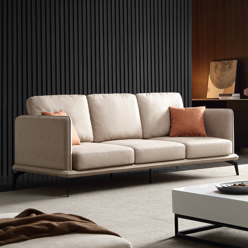 Small apartment simple modern technology fabric sofa four-seater living room combination three-person Nordic ins style fabric sofa