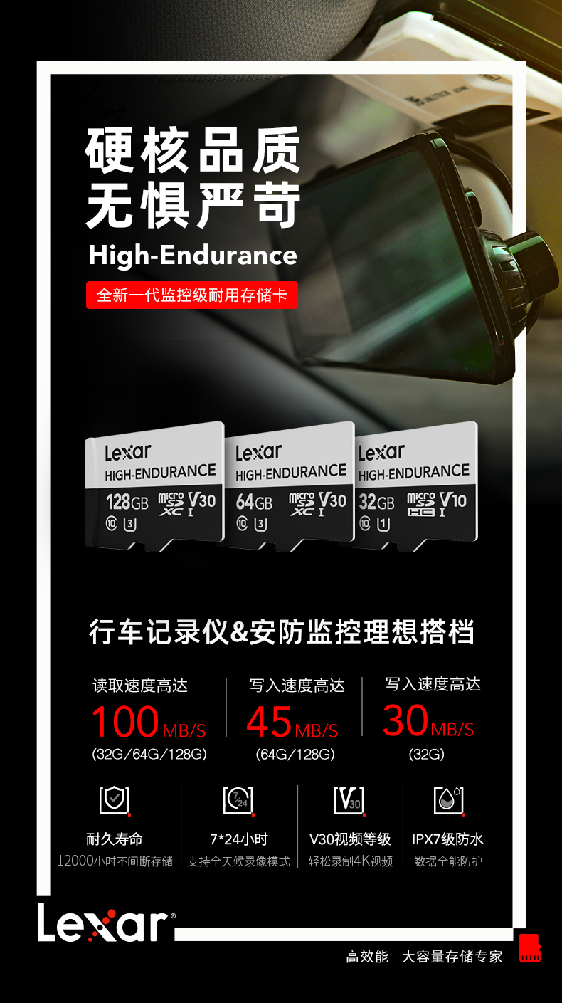 雷克沙 Lexar 高速TF卡 32G 读取速度100m/s 图1
