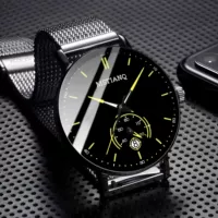 3535 сетчатый ремень для мужчин, желтый на один глаз + 4 подарка, немой + страхование груза + пожизненная гарантия