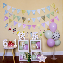 61 Childrens Festival Decoration Scene Placement Kindergarten Classroom Early Taught Balloon Table Floating Background Wall 61 Stage Room