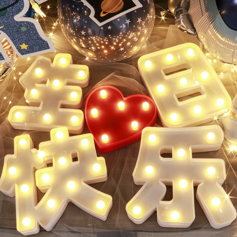 Happy Birthday Light Signs LED Luminous Lights Birthday children Adult boyfriends Boyfriend Girlfriend Birthday Decoration Scene Arrangement Lights-Taobao