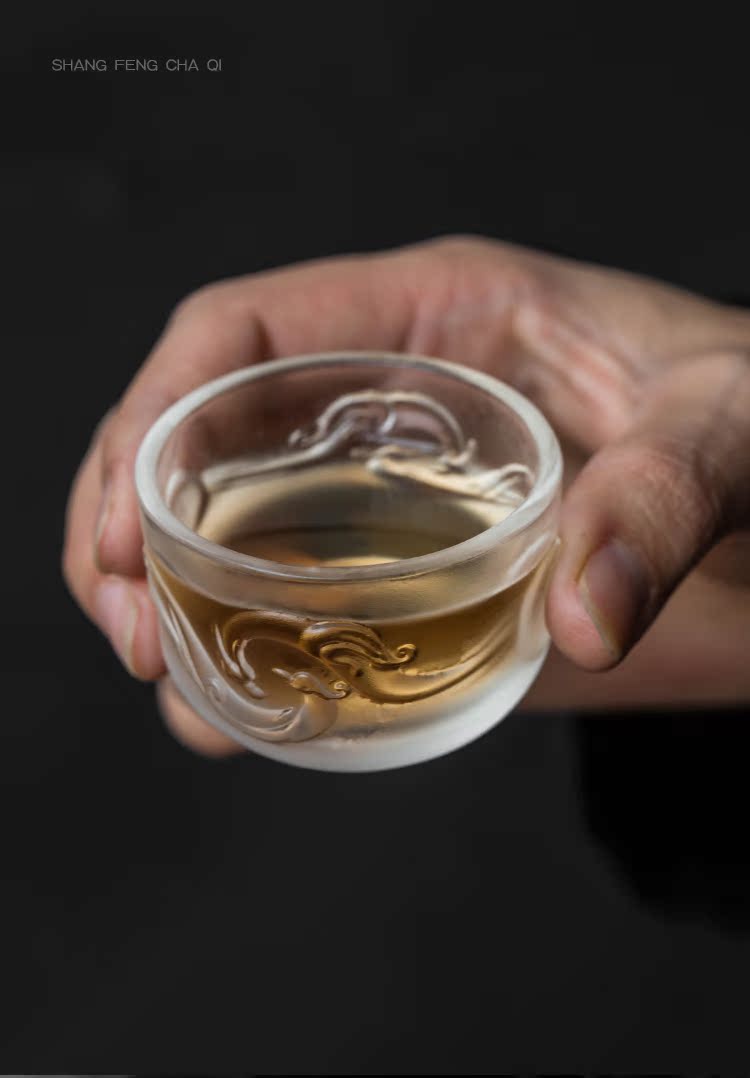 Feng coloured glaze on longfeng lines of crystal cup kung fu tea master cup glass sample tea cup tea cups